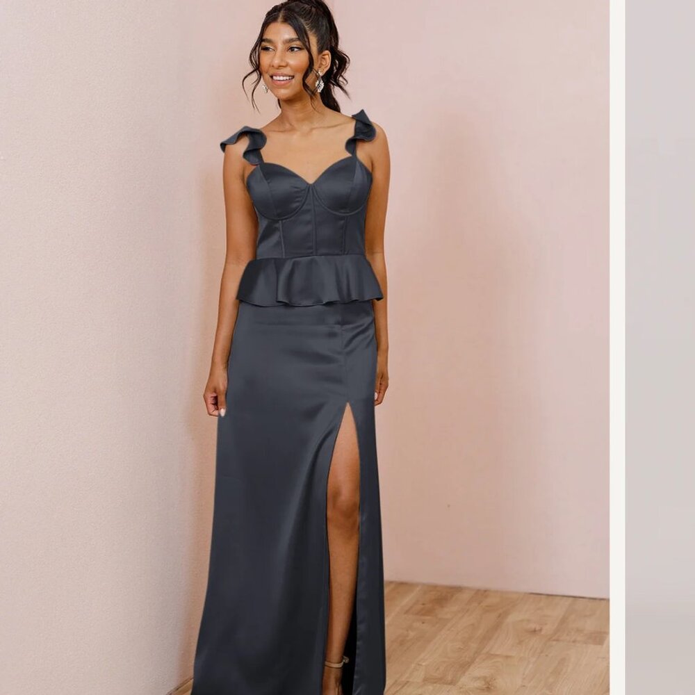 Revelry Piper Black Satin Dress